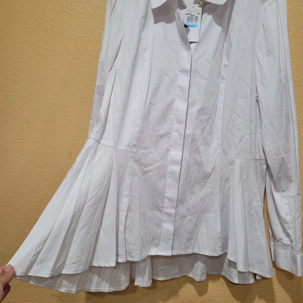Michael Kors White Long Sleeve Button-Front Tunic Top